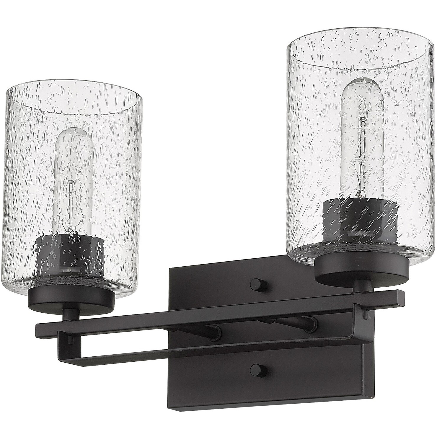 Bronze Metal And Textured Glass Two Light Wall Sconce
