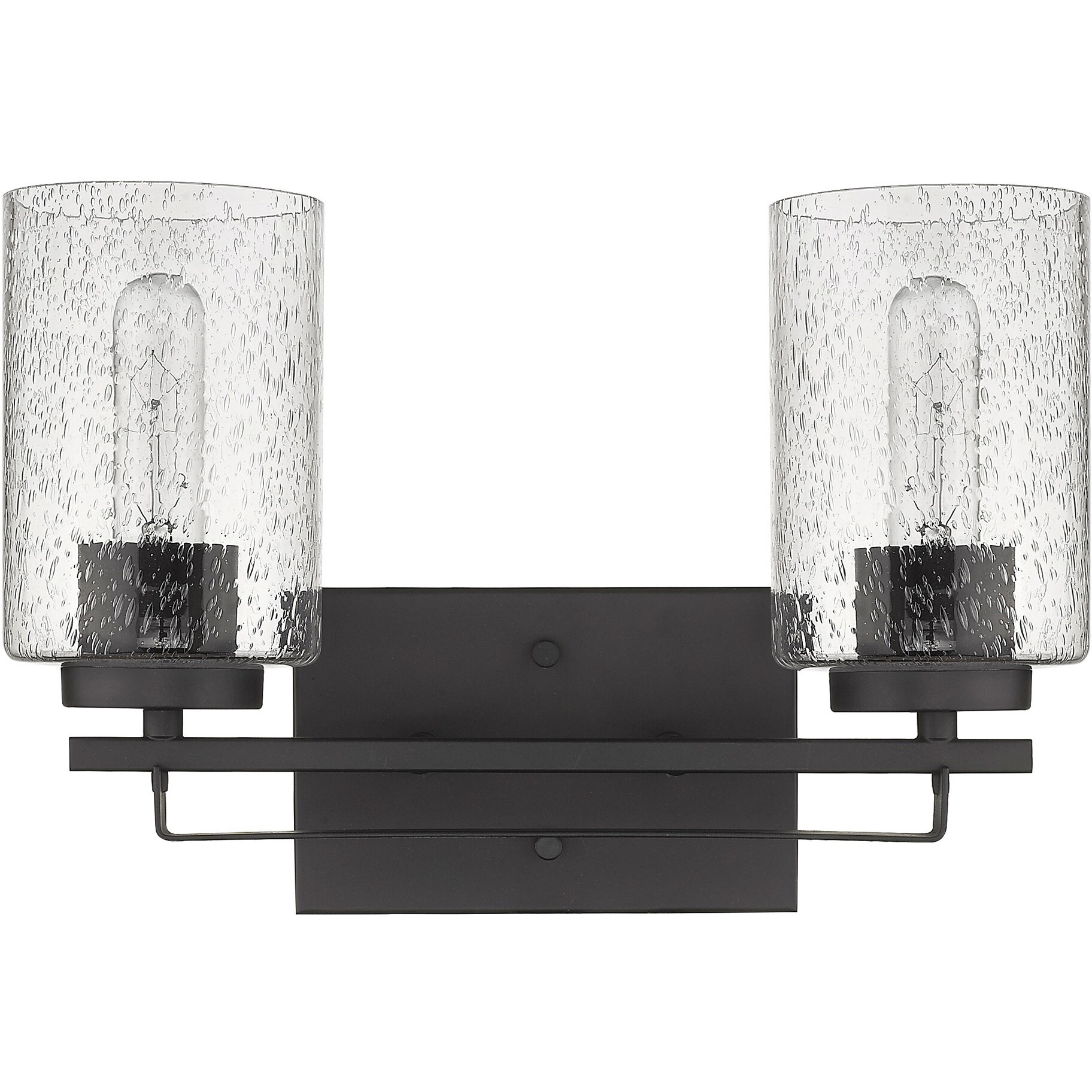 Bronze Metal And Textured Glass Two Light Wall Sconce