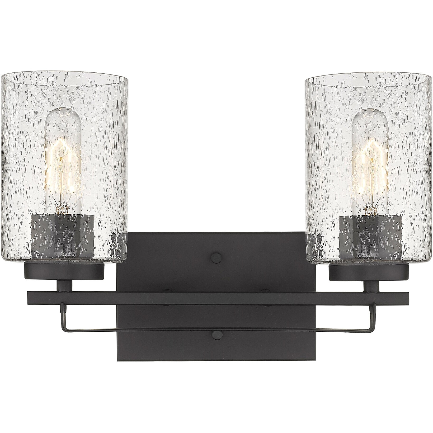 Bronze Metal And Textured Glass Two Light Wall Sconce