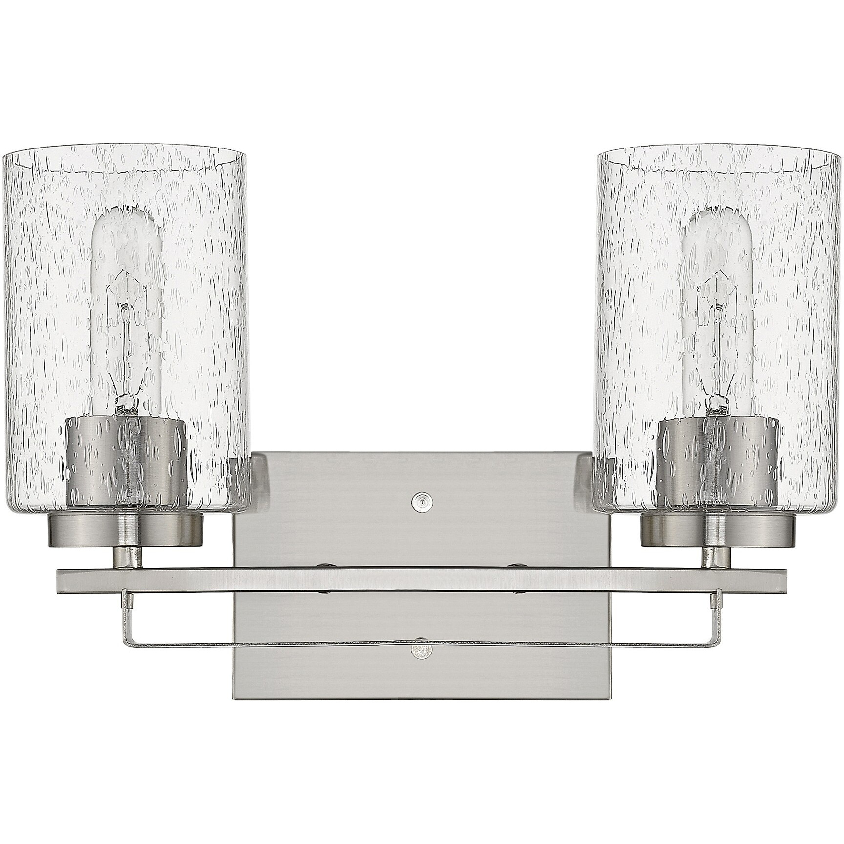 Silver Metal And Textured Glass Two Light Wall Sconce