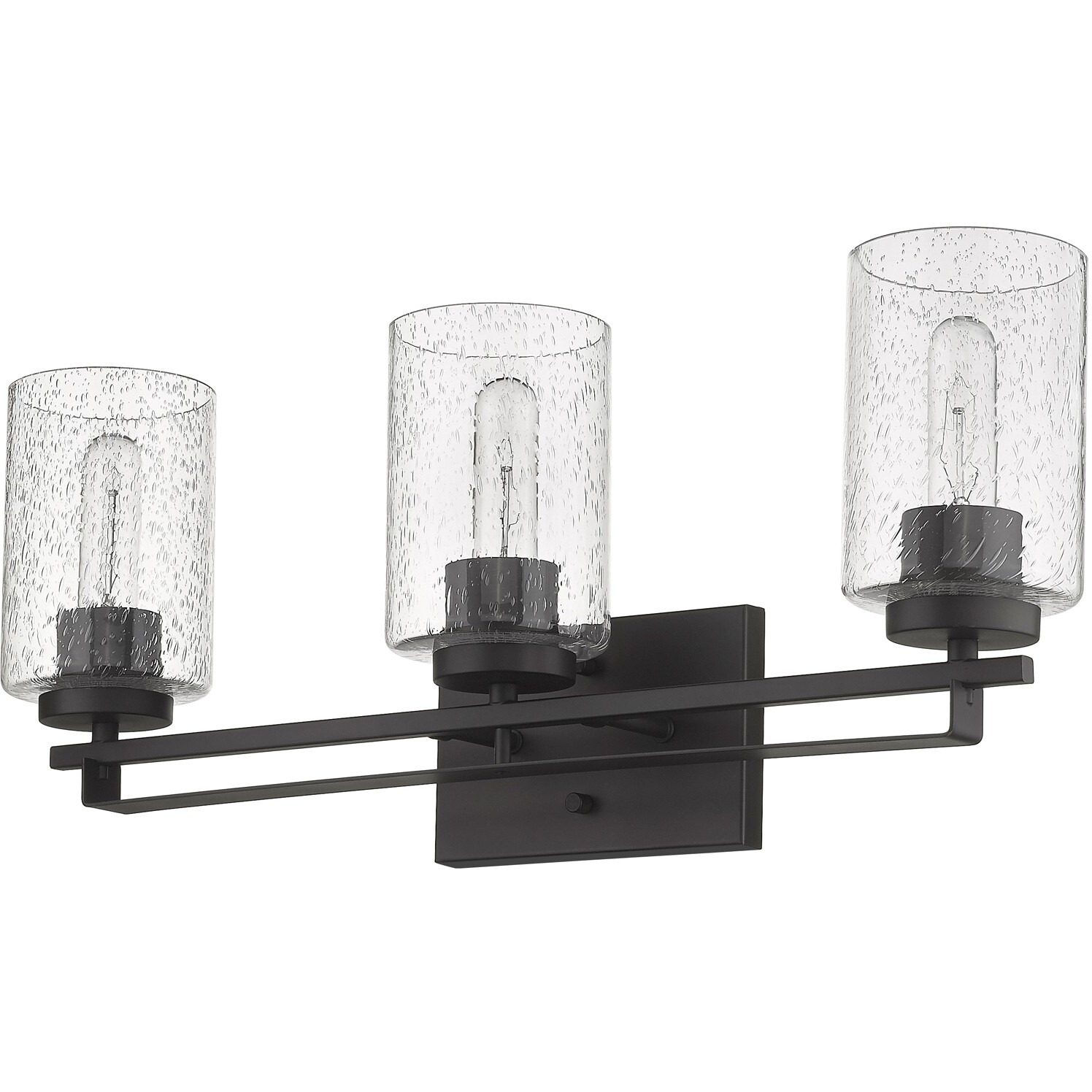 Bronze Metal And Textured Glass Three Light Wall Sconce