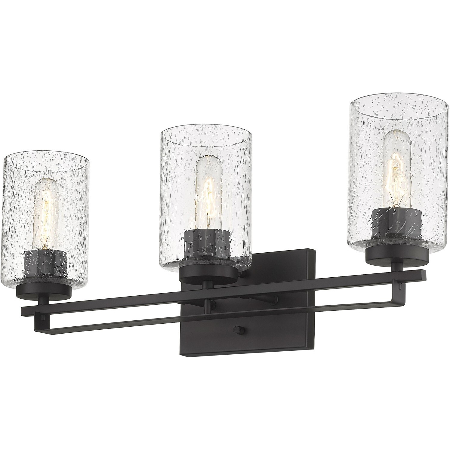 Bronze Metal And Textured Glass Three Light Wall Sconce