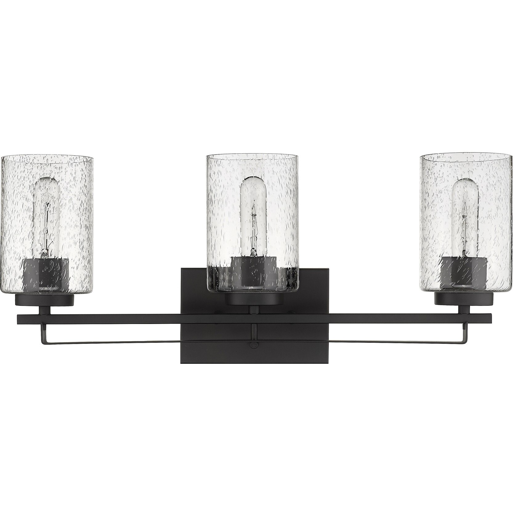 Bronze Metal And Textured Glass Three Light Wall Sconce