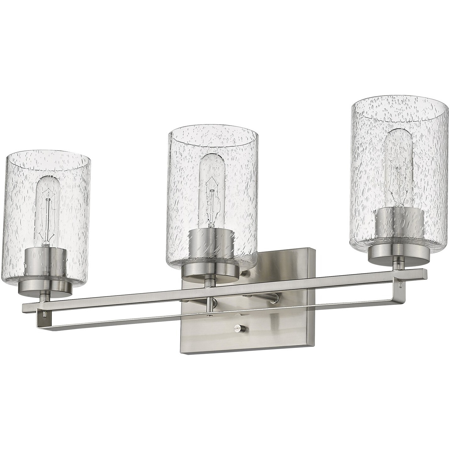 Silver Metal And Textured Glass Three Light Wall Sconce