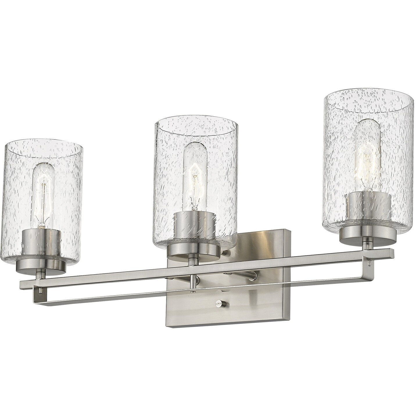 Silver Metal And Textured Glass Three Light Wall Sconce