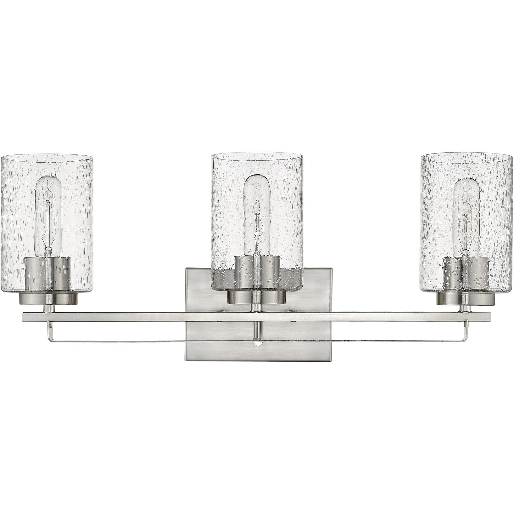 Silver Metal And Textured Glass Three Light Wall Sconce