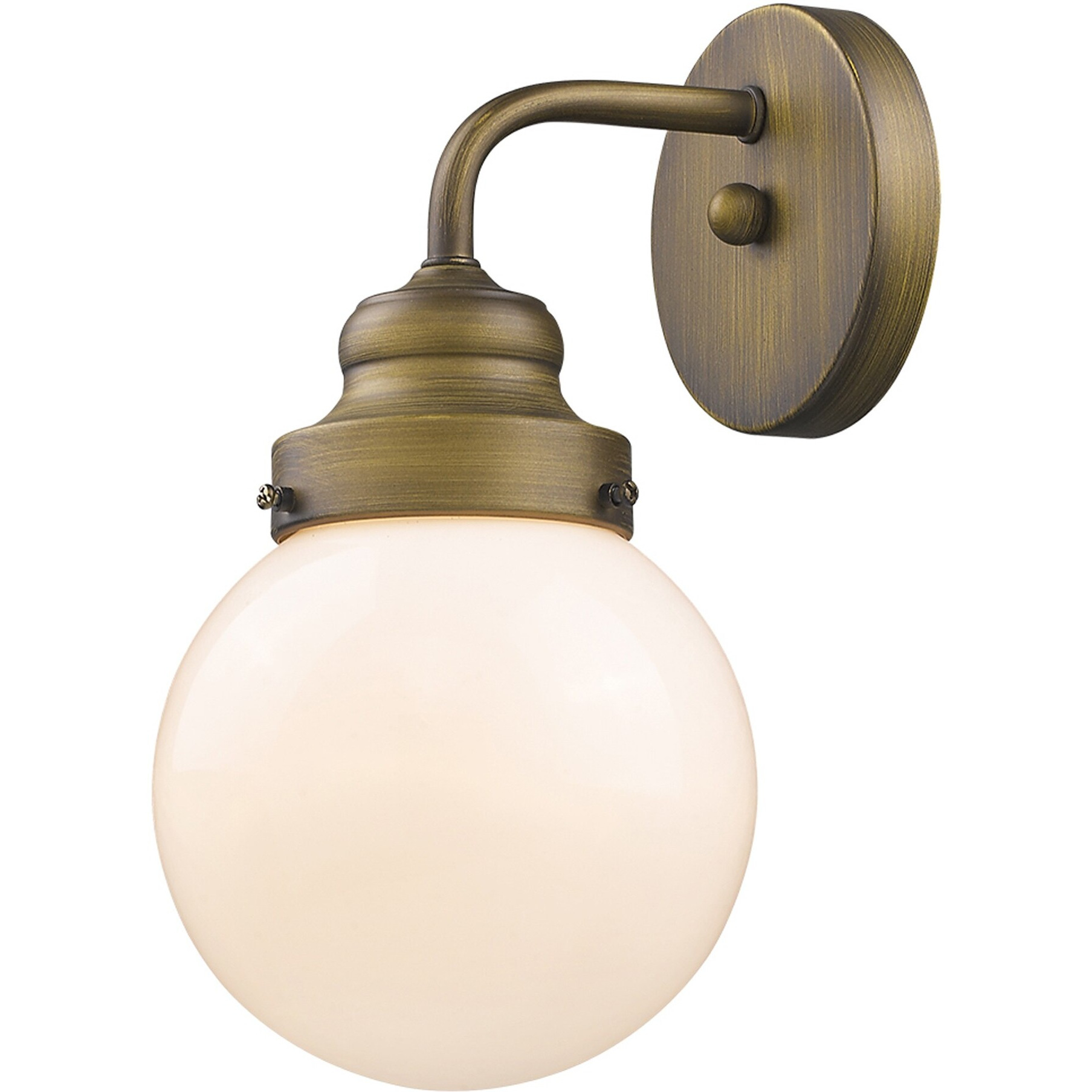 One Light Gold Wall Sconce With Round Glass Shade