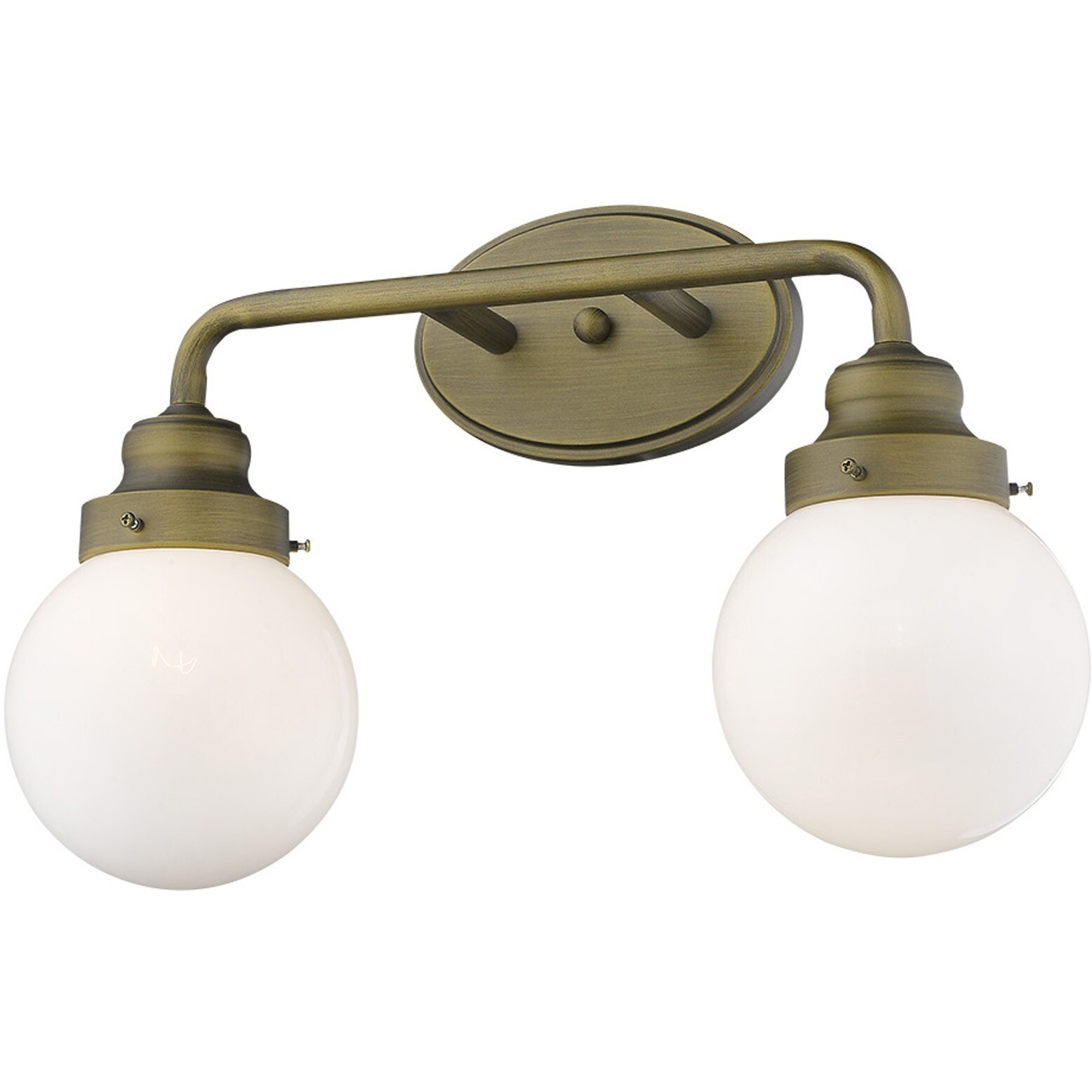 Two Light Gold Wall Sconce With Round Glass Shade
