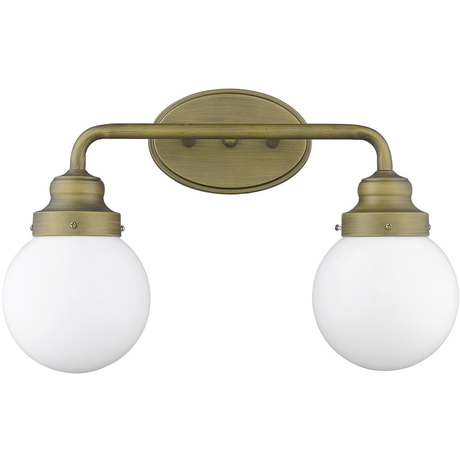 Two Light Gold Wall Sconce With Round Glass Shade