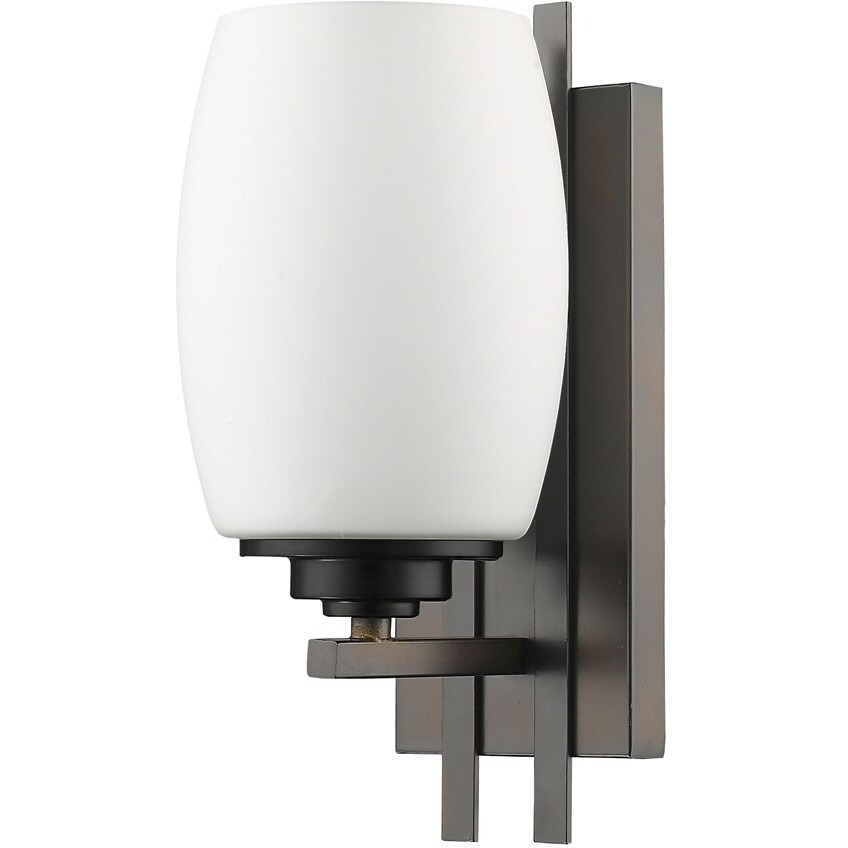 Geometric Bronze Wall Sconce With Frosted Glass Shade