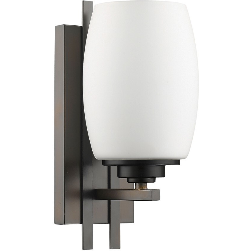Geometric Bronze Wall Sconce With Frosted Glass Shade