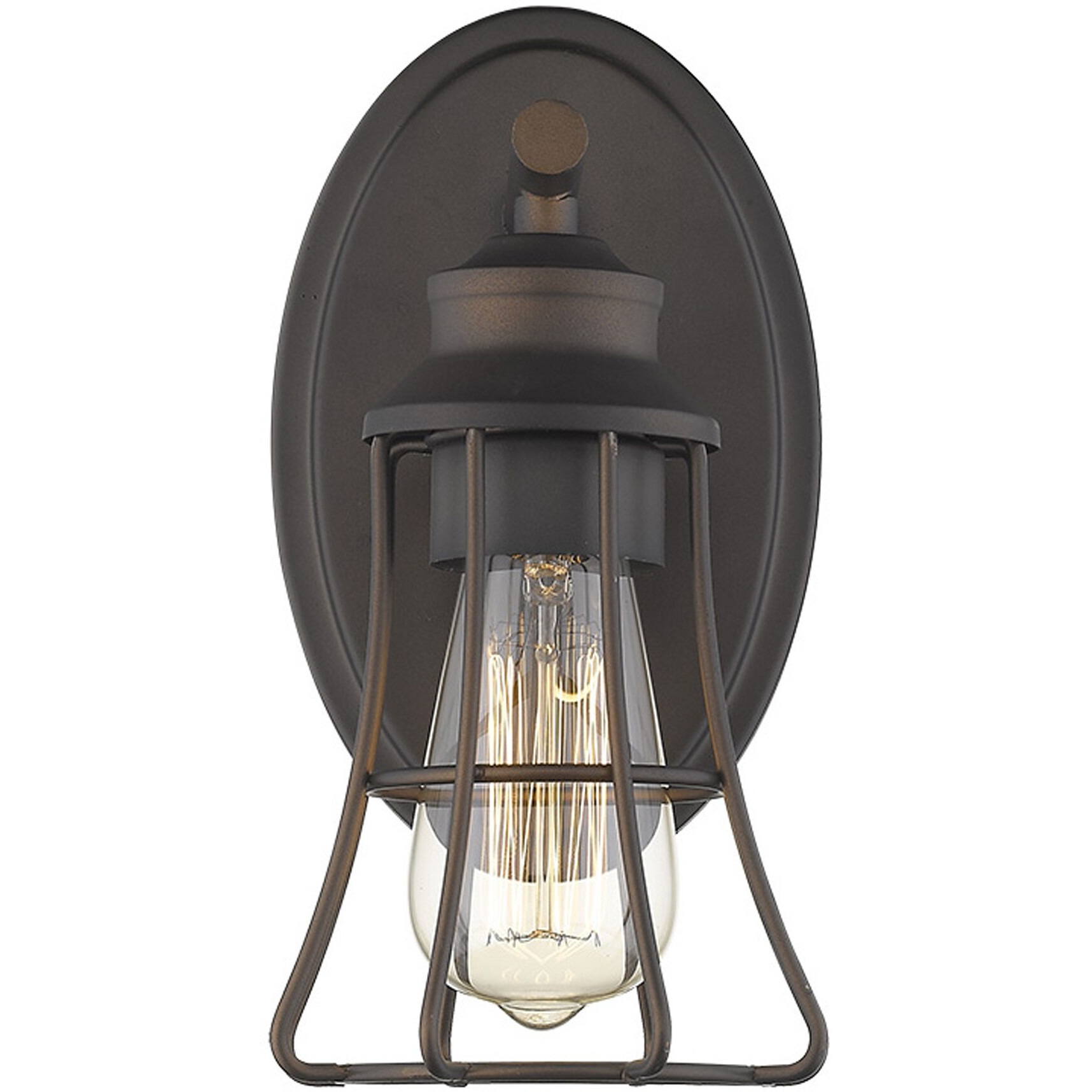 One Light Bronze Cage Wall Light