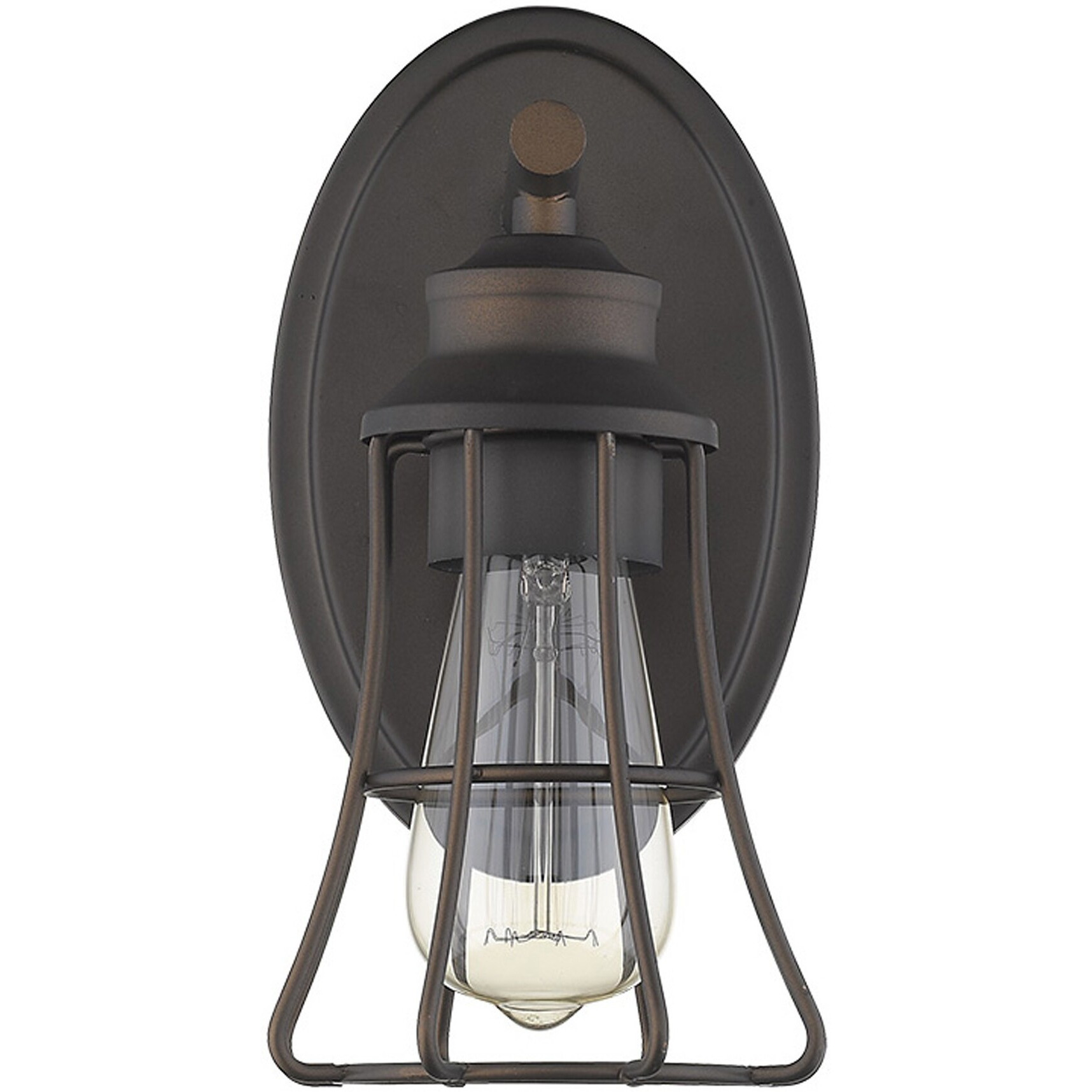 One Light Bronze Cage Wall Light