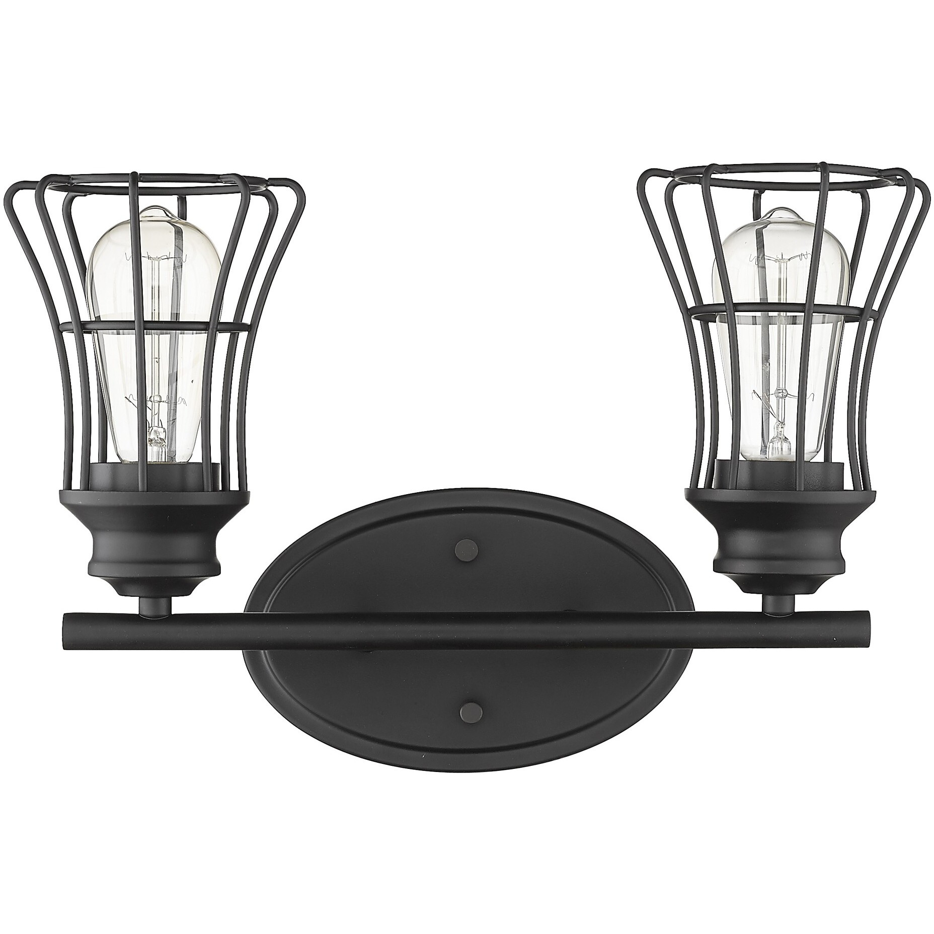Two Light Matte Black Cage Wall Sconce