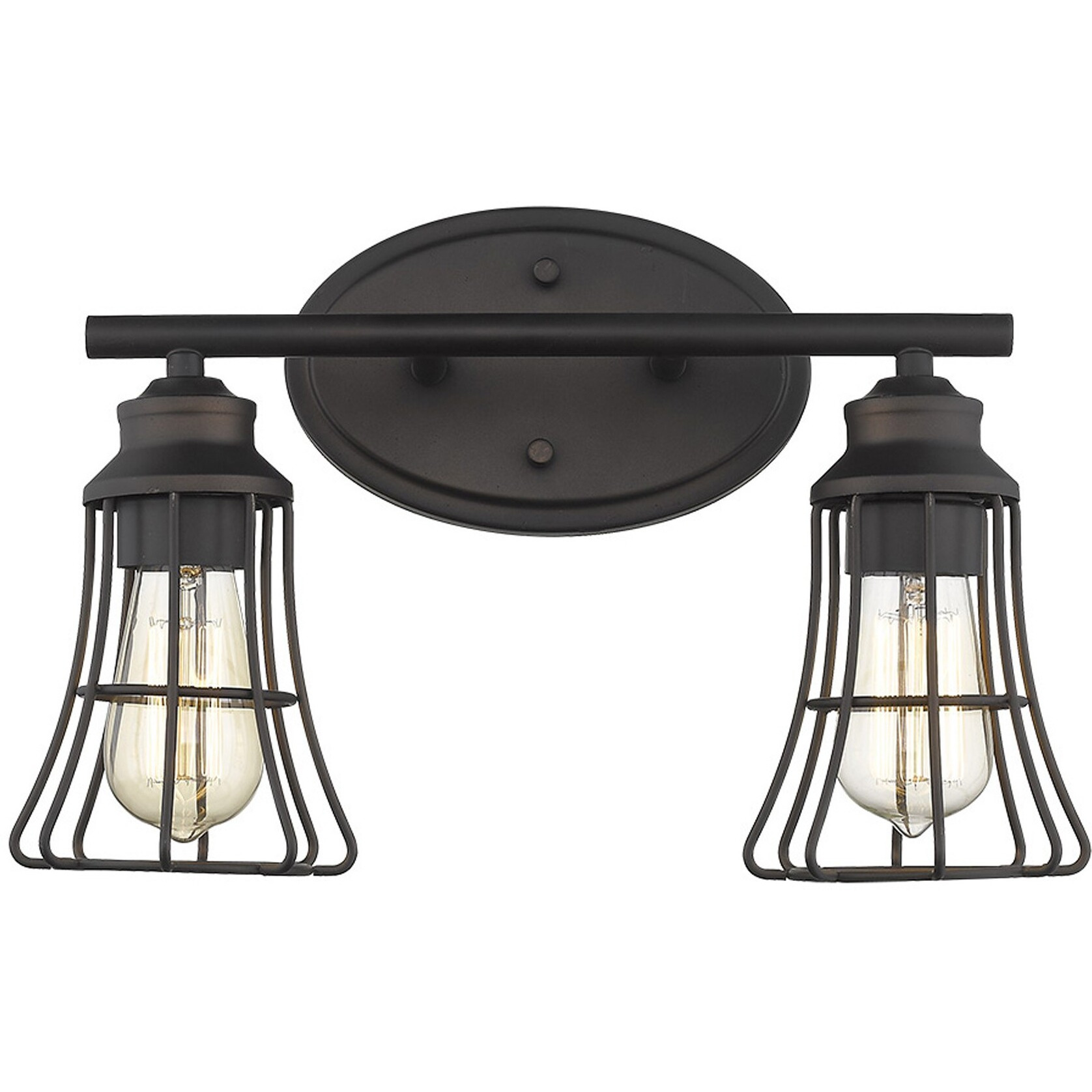 Two Light Bronze Cage Wall Light