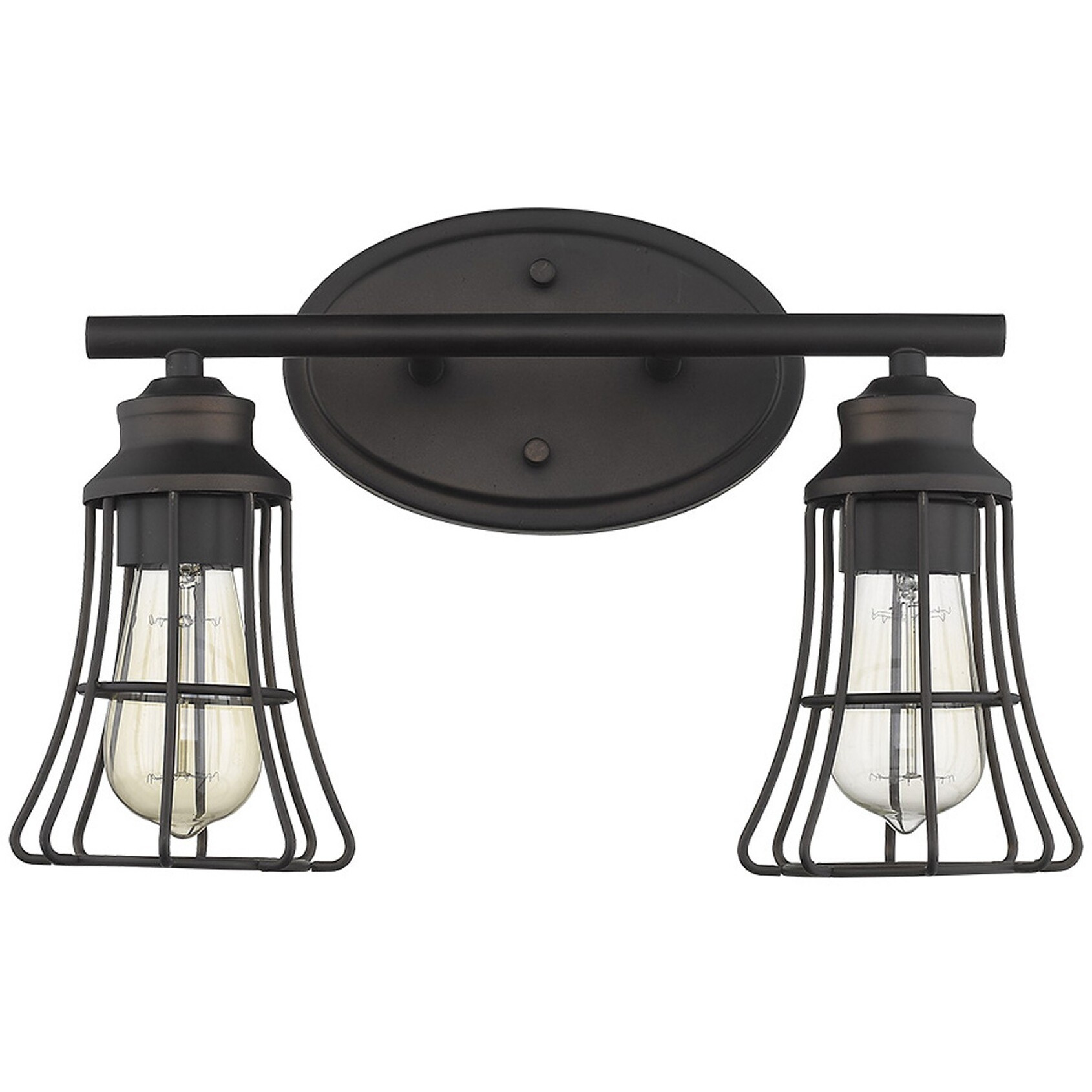 Two Light Bronze Cage Wall Light