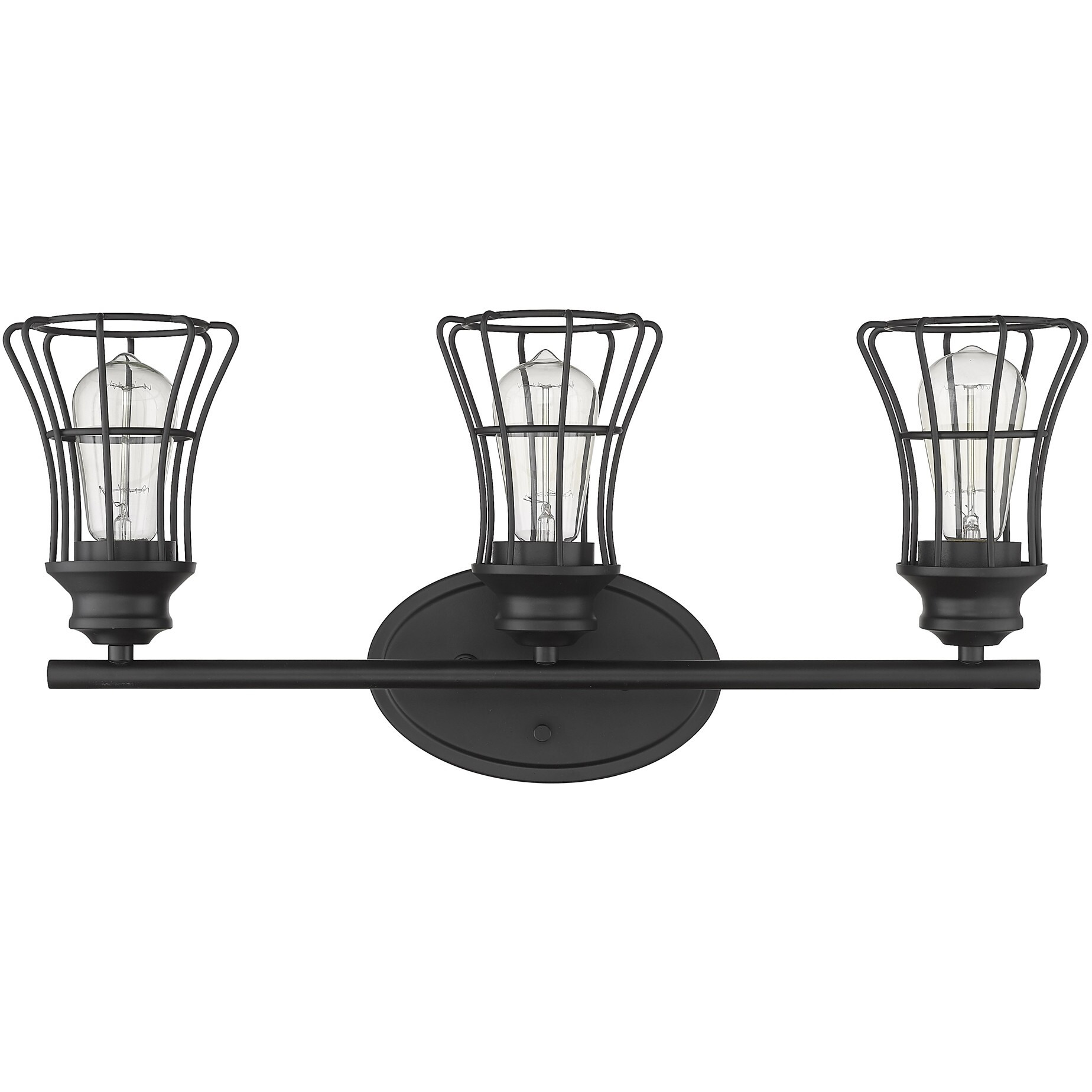 Three Light Matte Black Cage Wall Sconce