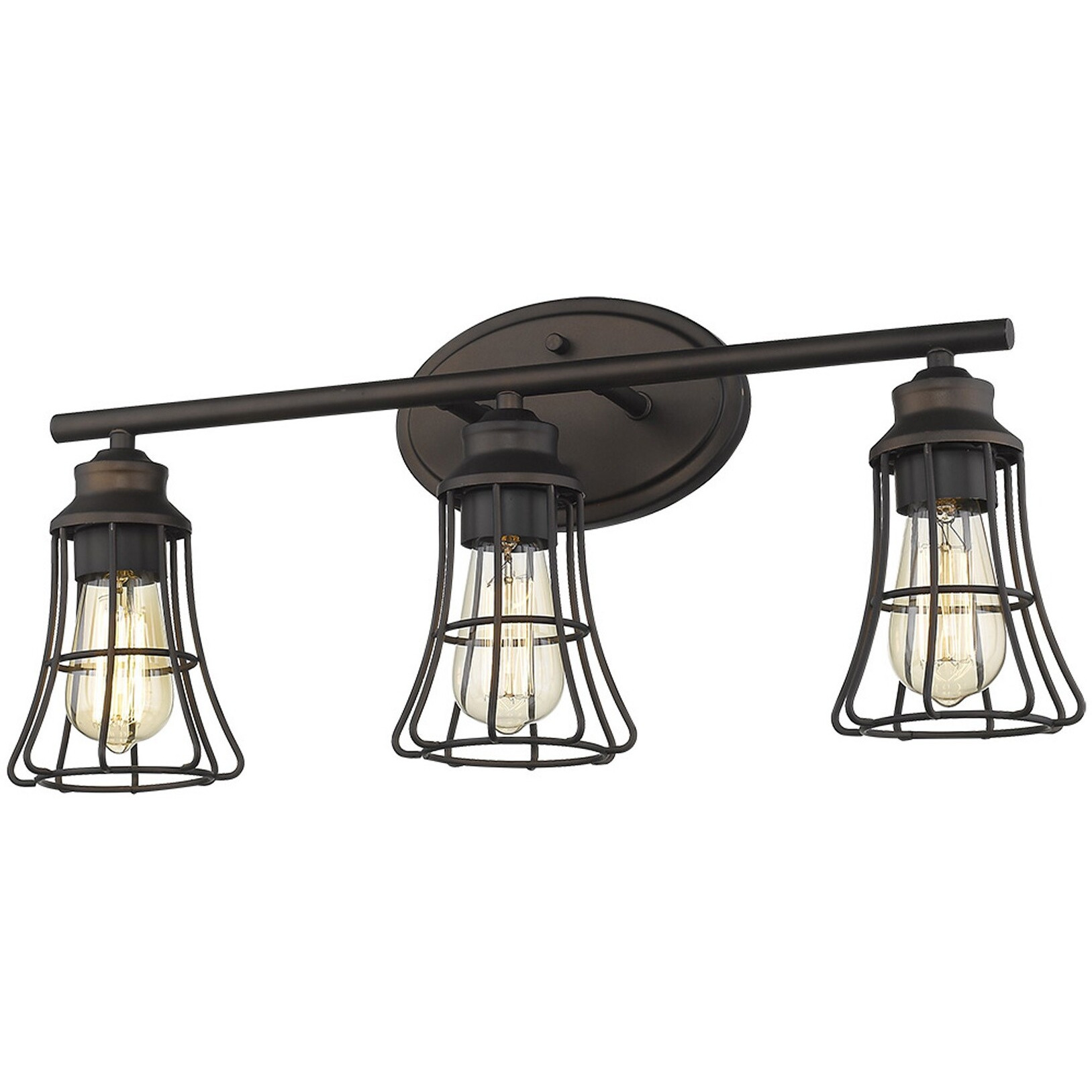 Three Light Bronze Cage Wall Light