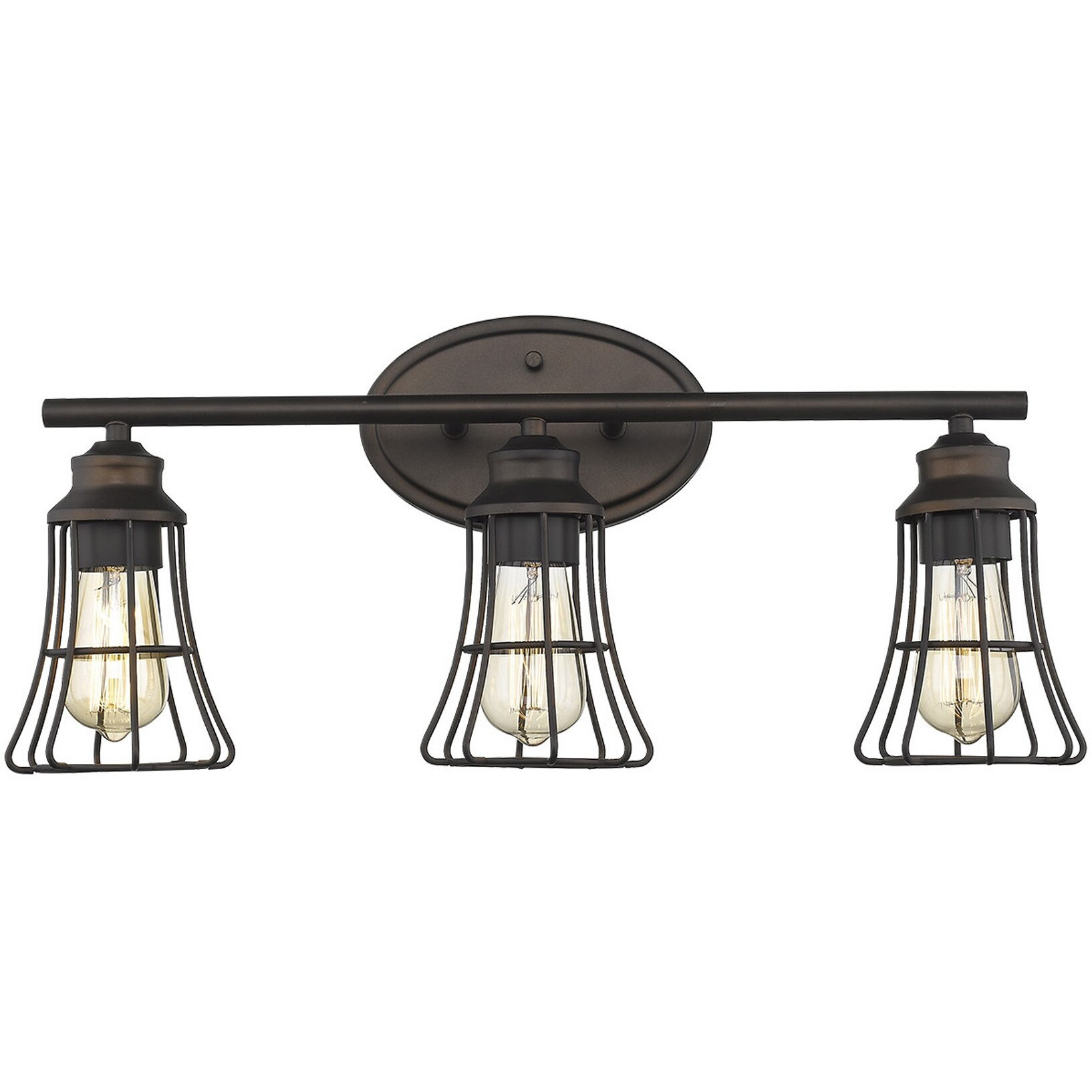 Three Light Bronze Cage Wall Light