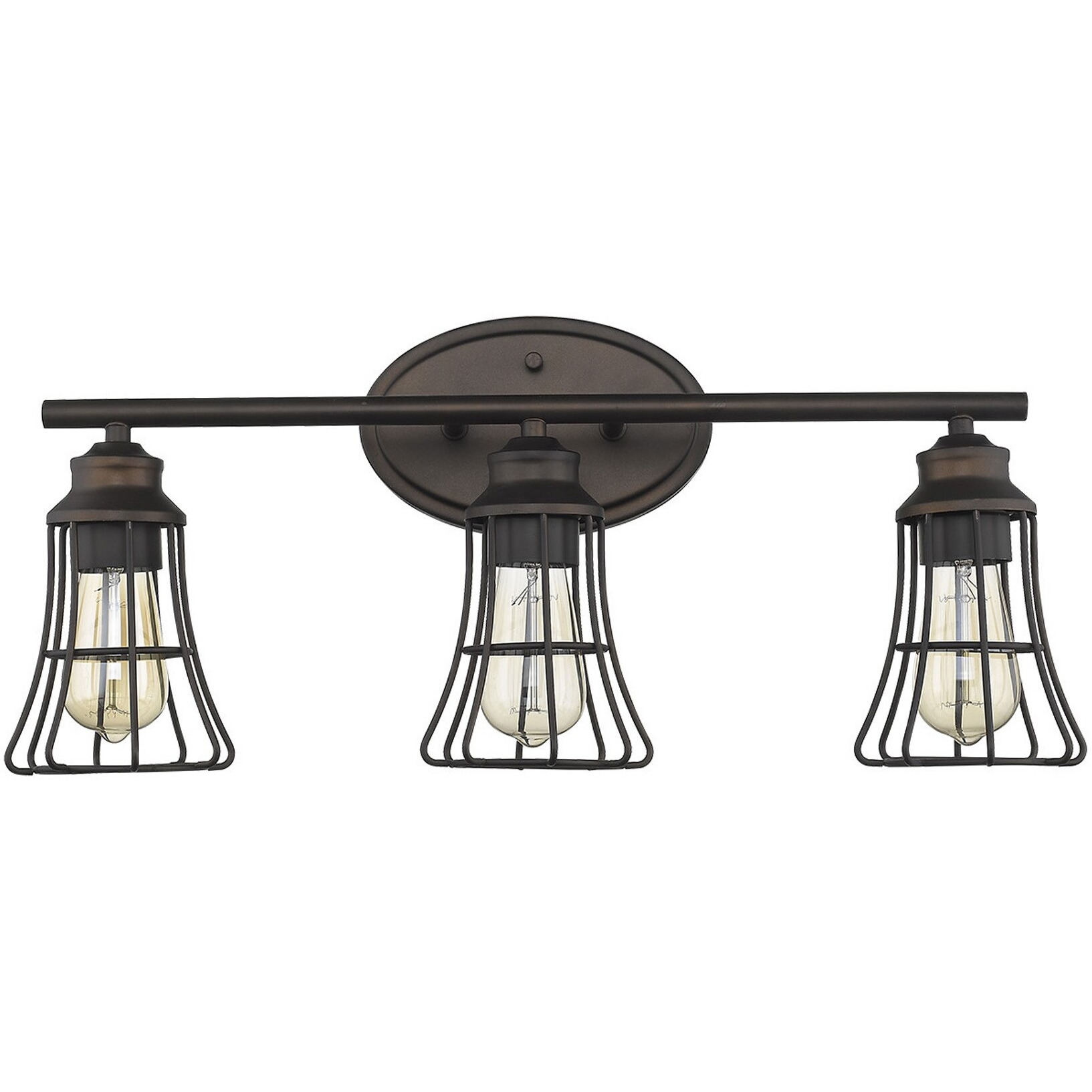 Three Light Bronze Cage Wall Light