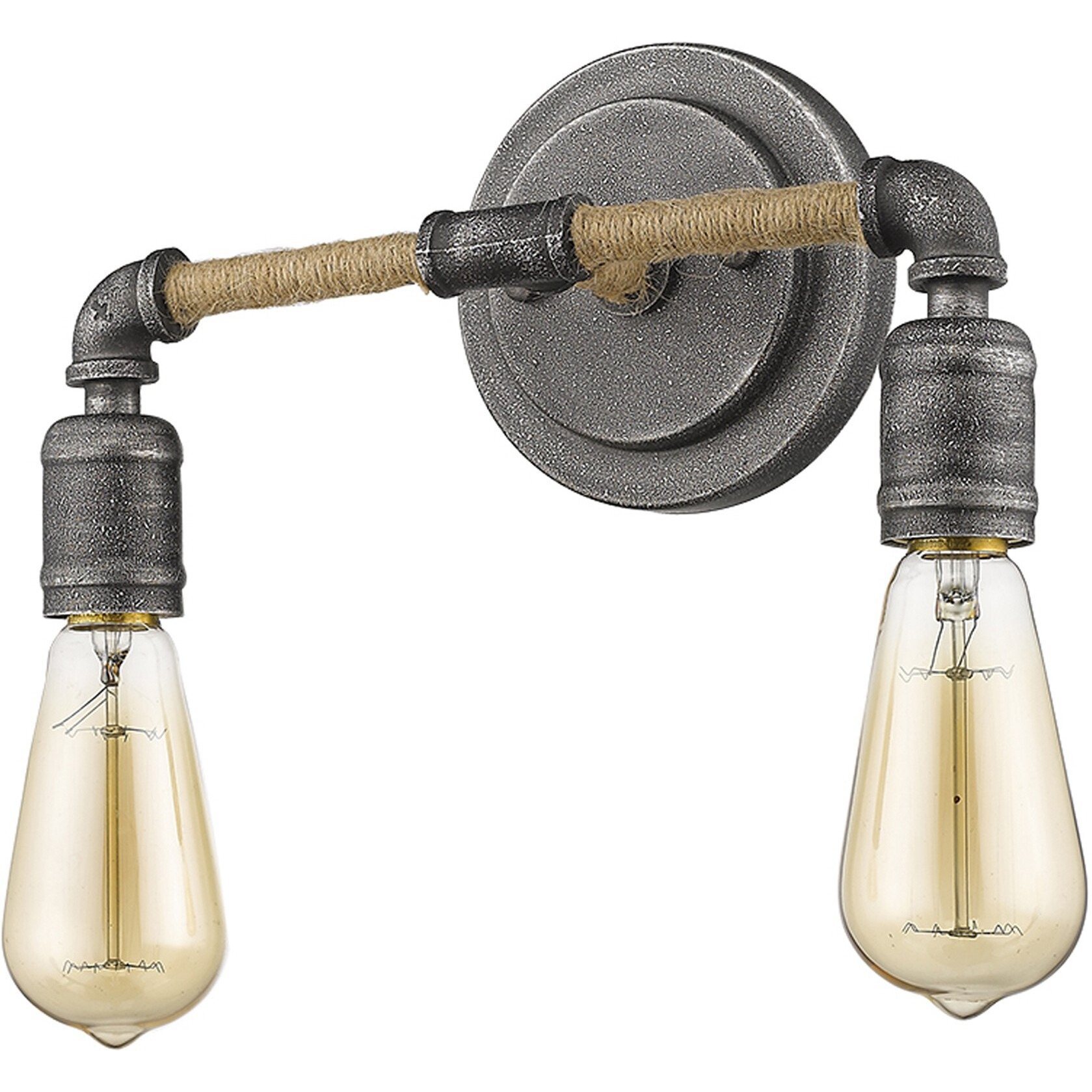 Two Light Industrial Textured Gray Wall Light