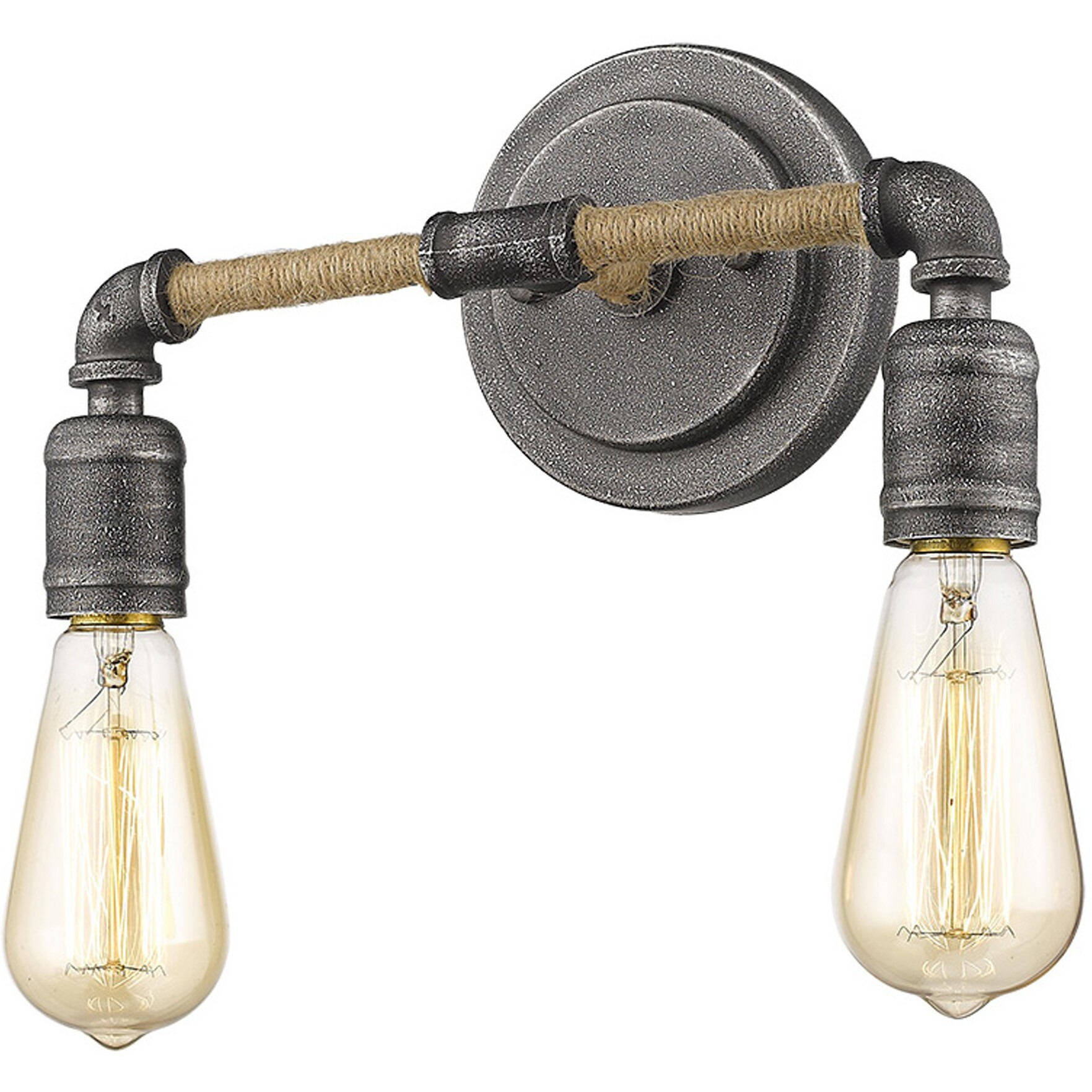Two Light Industrial Textured Gray Wall Light