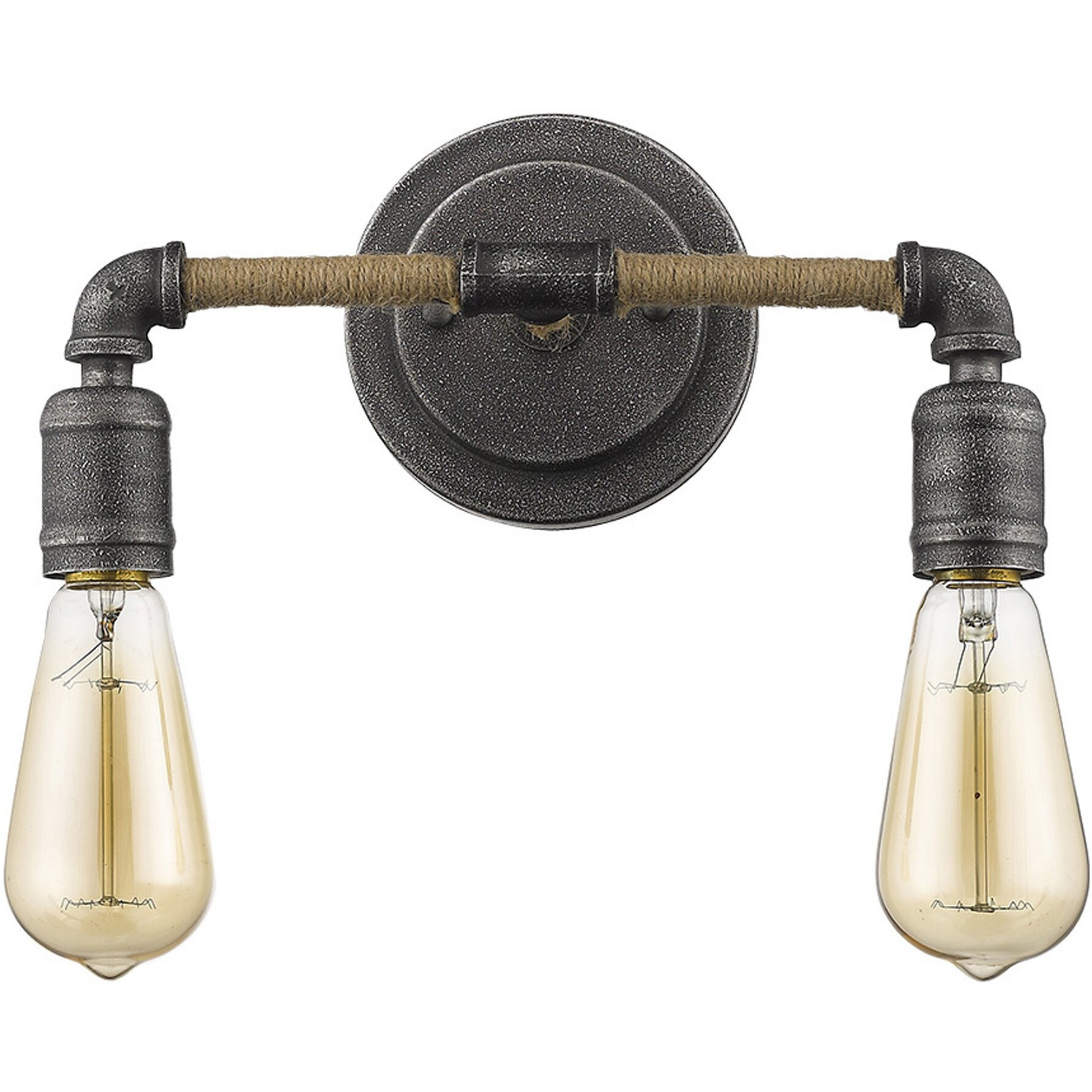 Two Light Industrial Textured Gray Wall Light