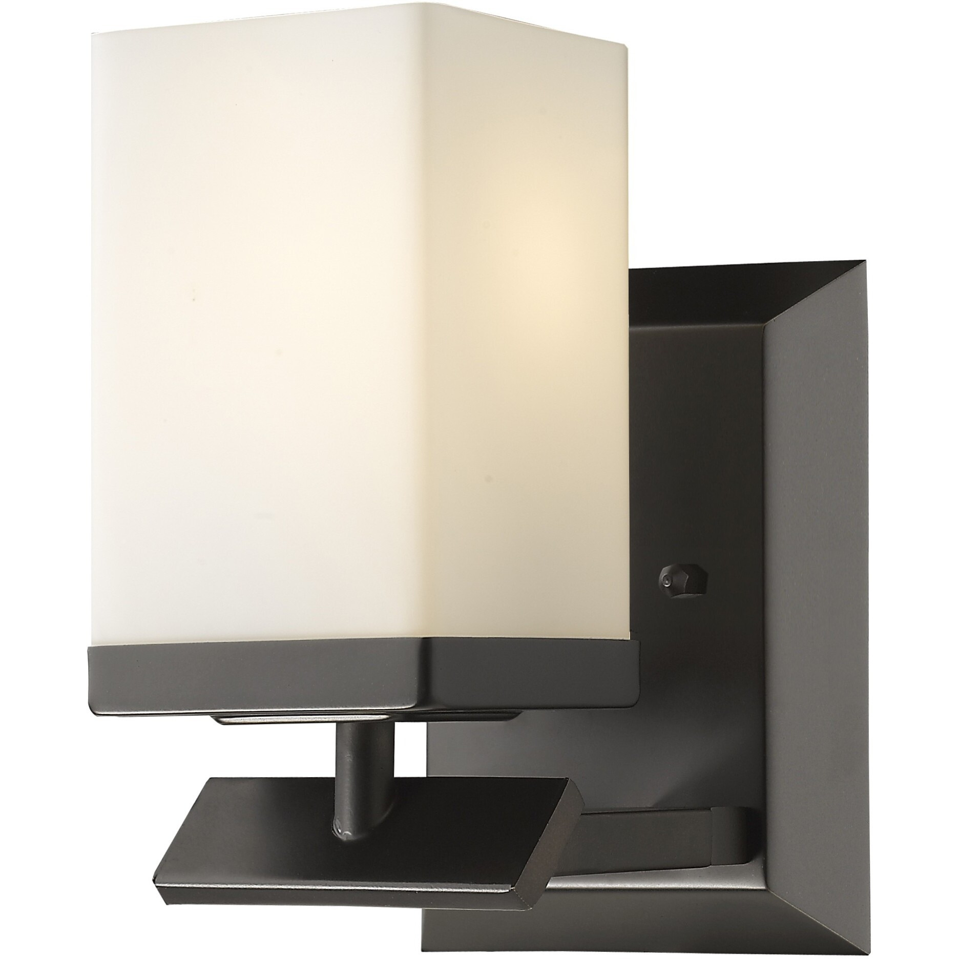 One Light Bronze Frosted Glass Wall Sconce