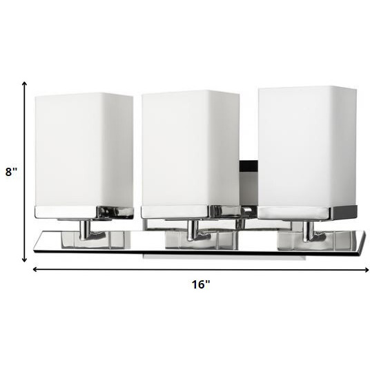 Three Light Silver Frosted Glass Wall Sconce