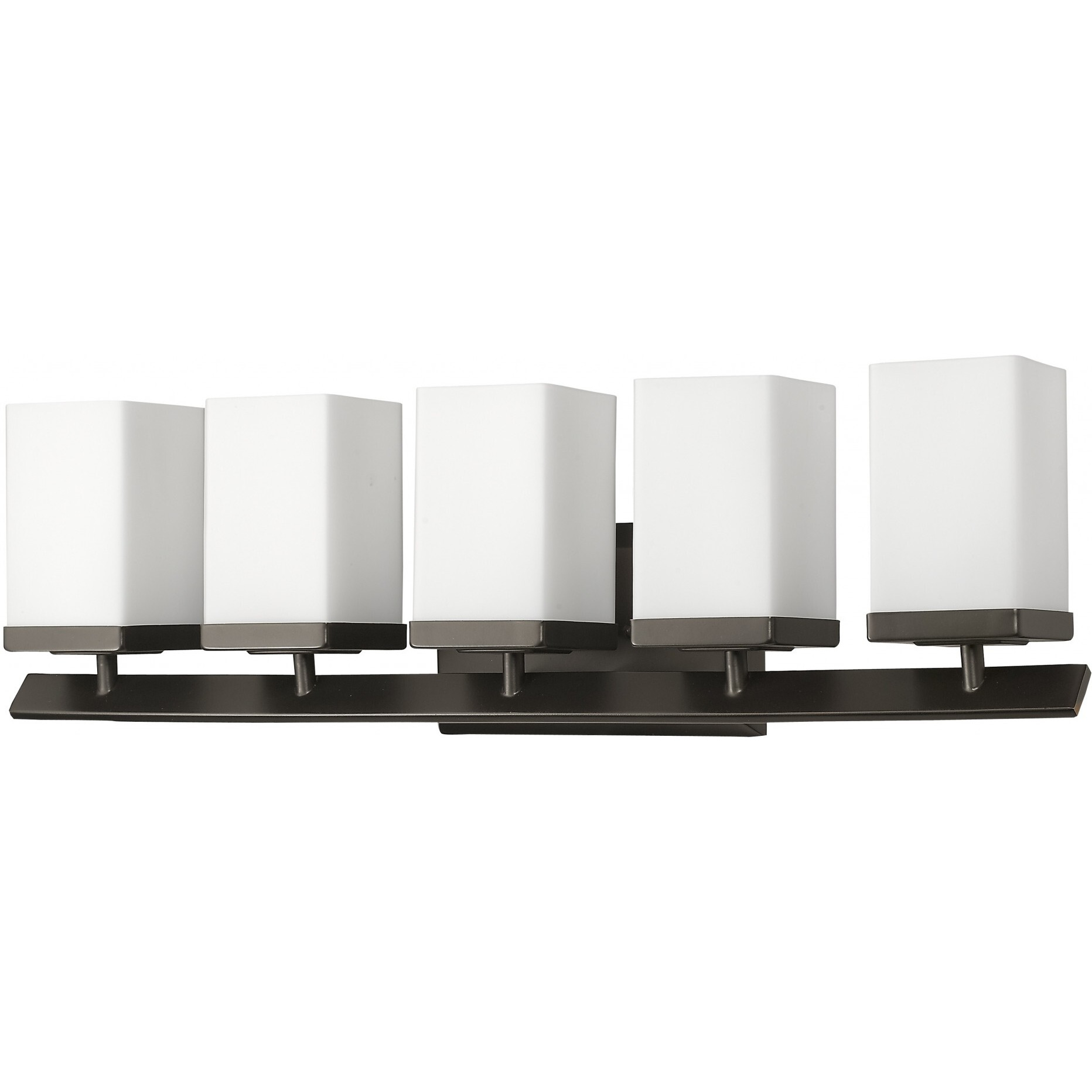 Burgundy 5-Light Oil-Rubbed Bronze Vanity Light With Etched Glass Shades