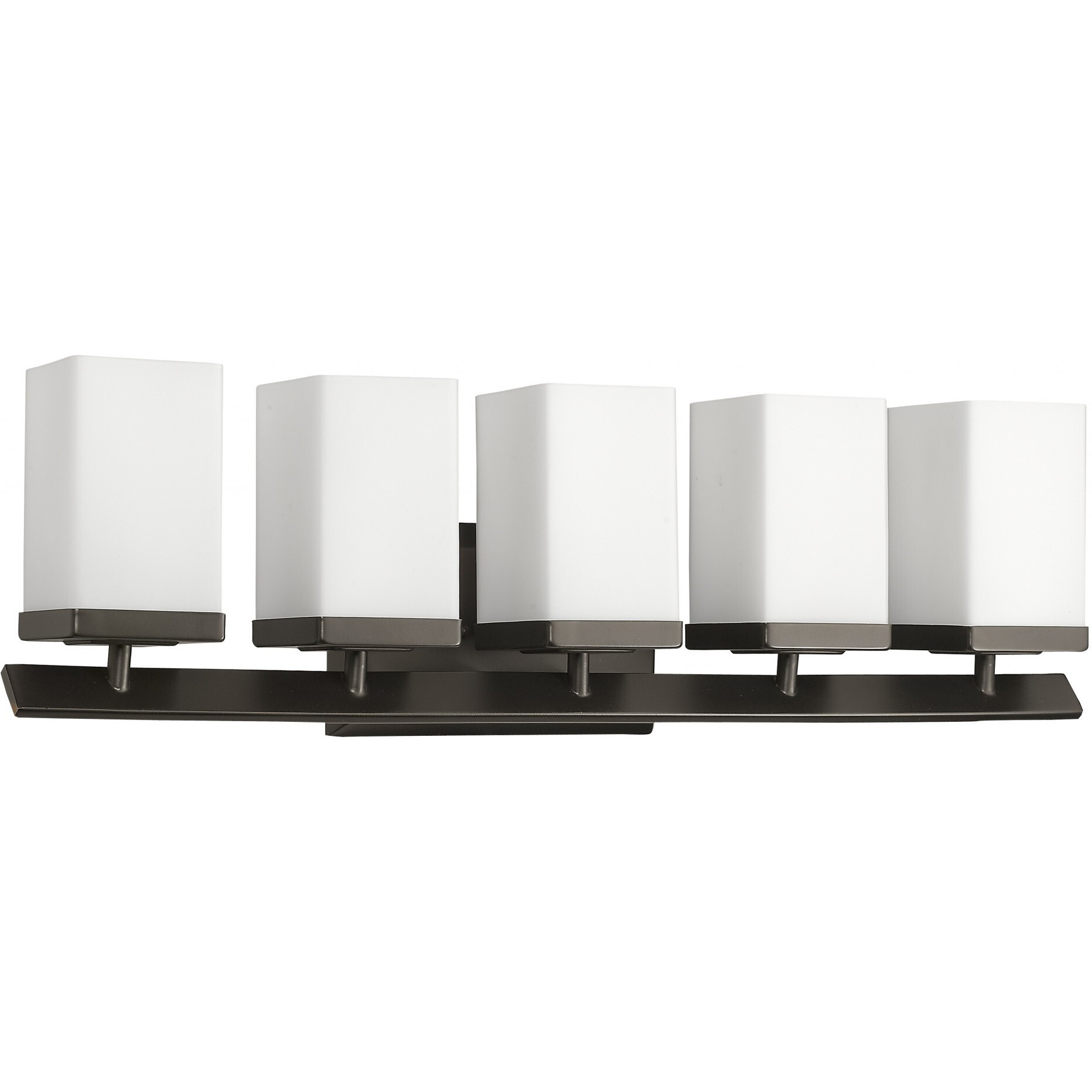 Burgundy 5-Light Oil-Rubbed Bronze Vanity Light With Etched Glass Shades
