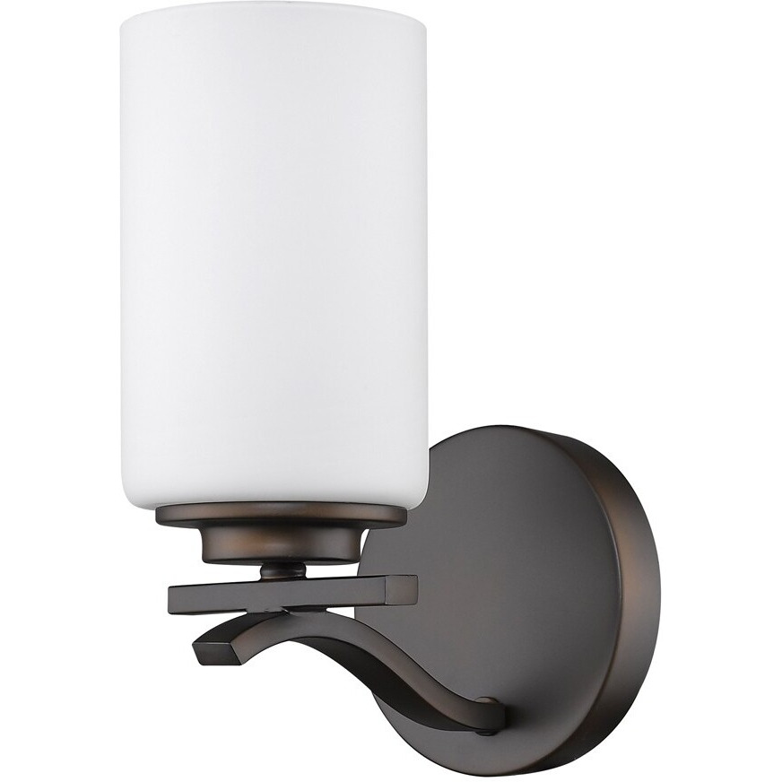 One Light Bronze And Glass Wall Sconce