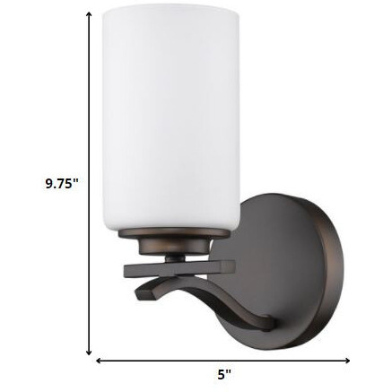 One Light Bronze And Glass Wall Sconce