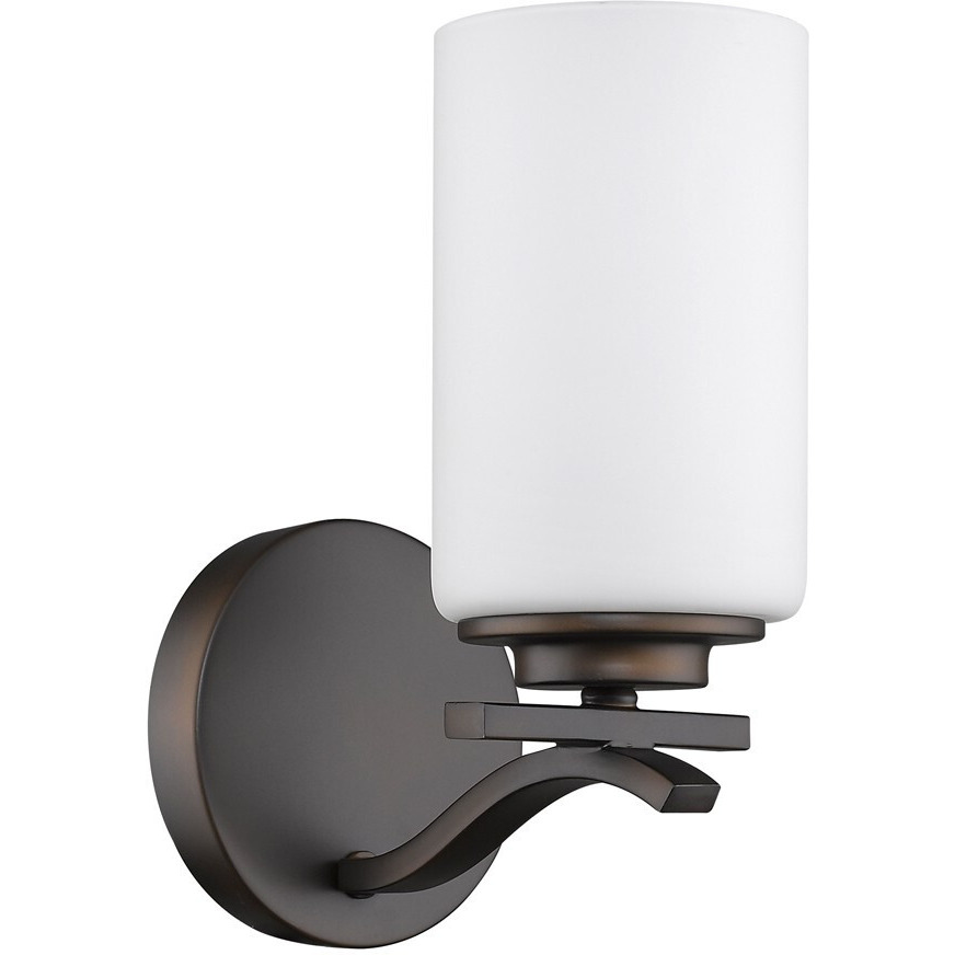 One Light Bronze And Glass Wall Sconce