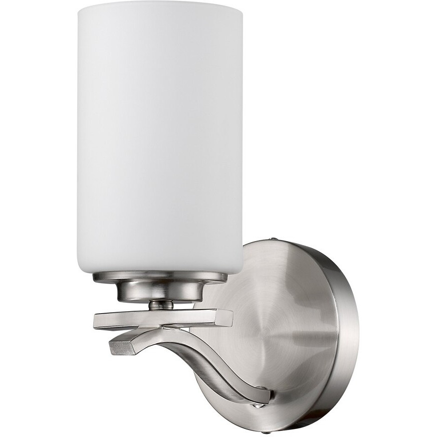 One Light Silver And Glass Wall Sconce