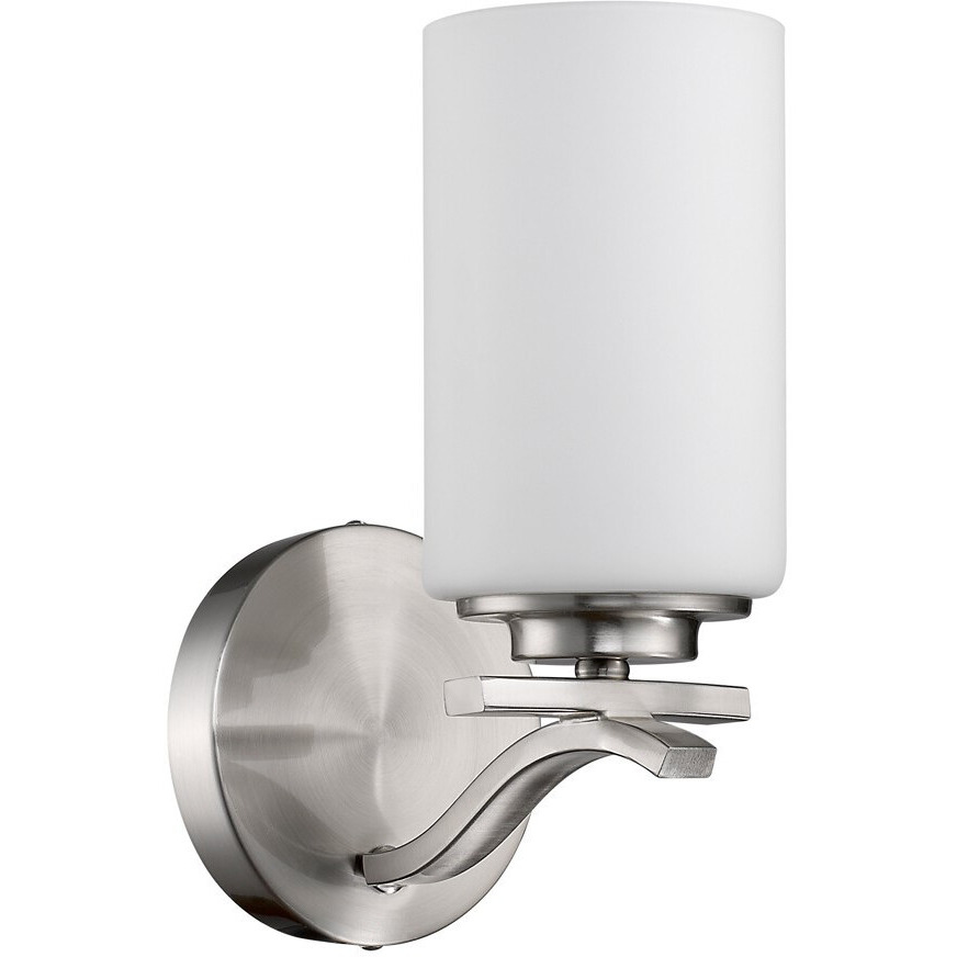 One Light Silver And Glass Wall Sconce