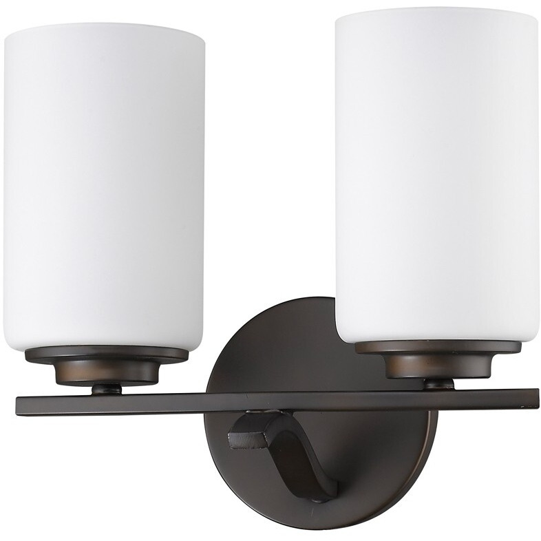 Two Light Bronze And Glass Wall Sconce