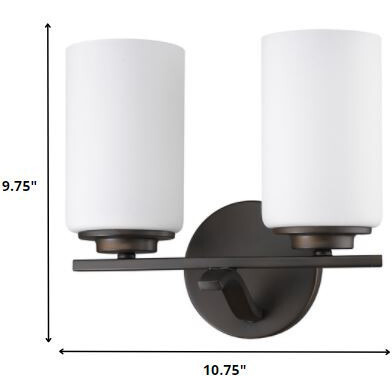 Two Light Bronze And Glass Wall Sconce