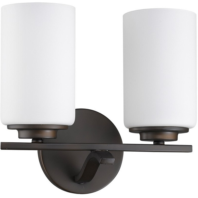 Two Light Bronze And Glass Wall Sconce