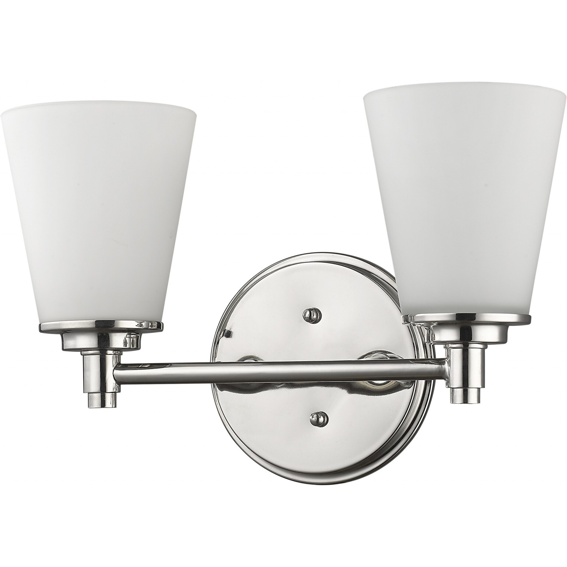 Two Light Silver Wall Light With Frosted Glass Shade