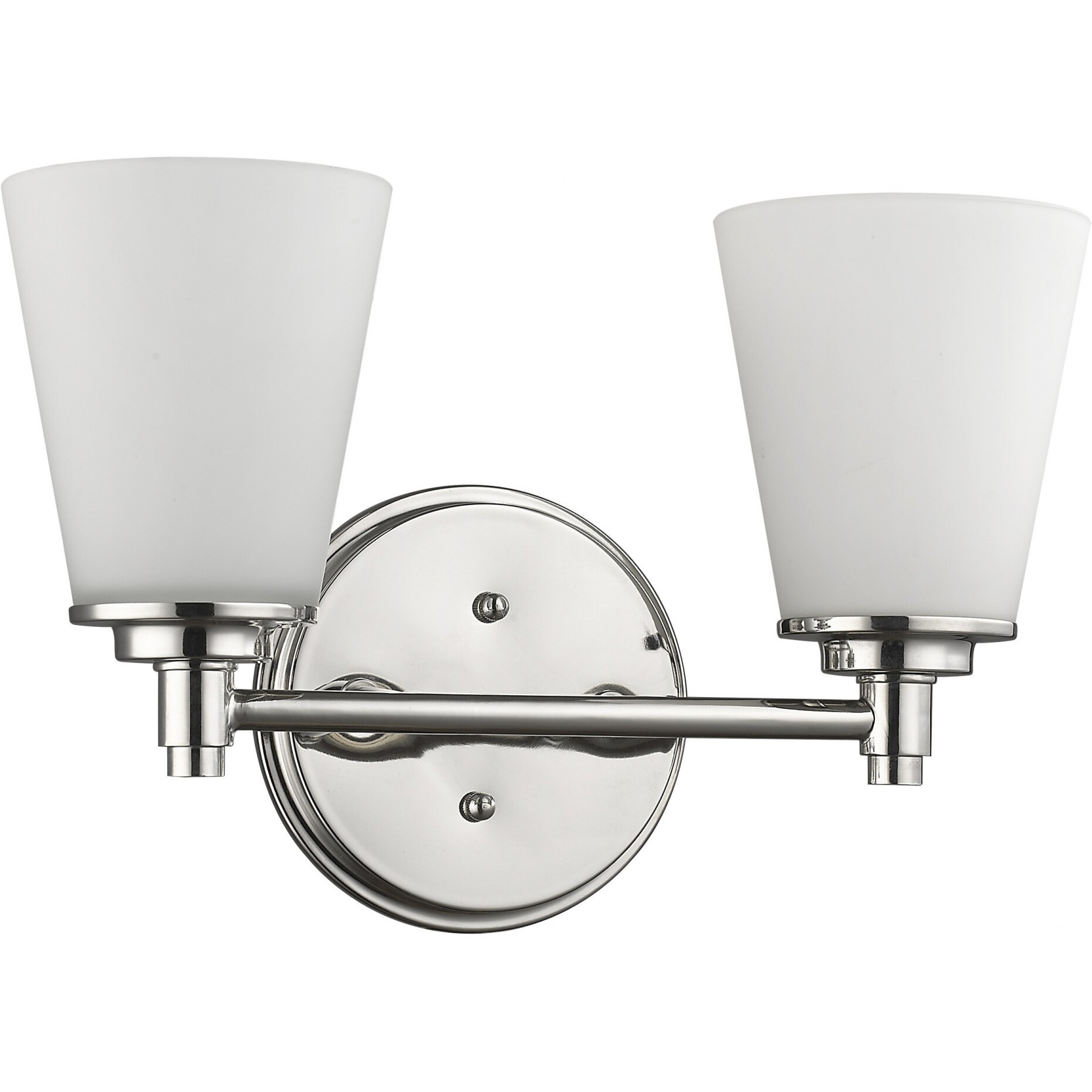 Two Light Silver Wall Light With Frosted Glass Shade