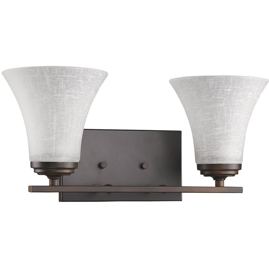 Two Light Bronze Wall Light With Tapered Glass Shade
