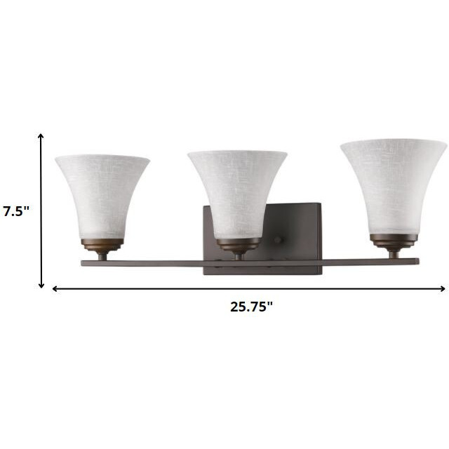 Three Light Bronze Wall Light With Tapered Glass Shade