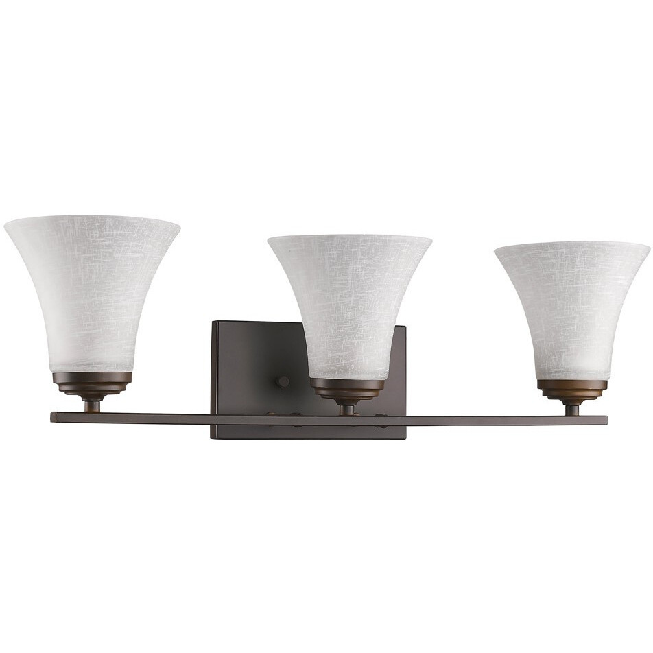 Three Light Bronze Wall Light With Tapered Glass Shade