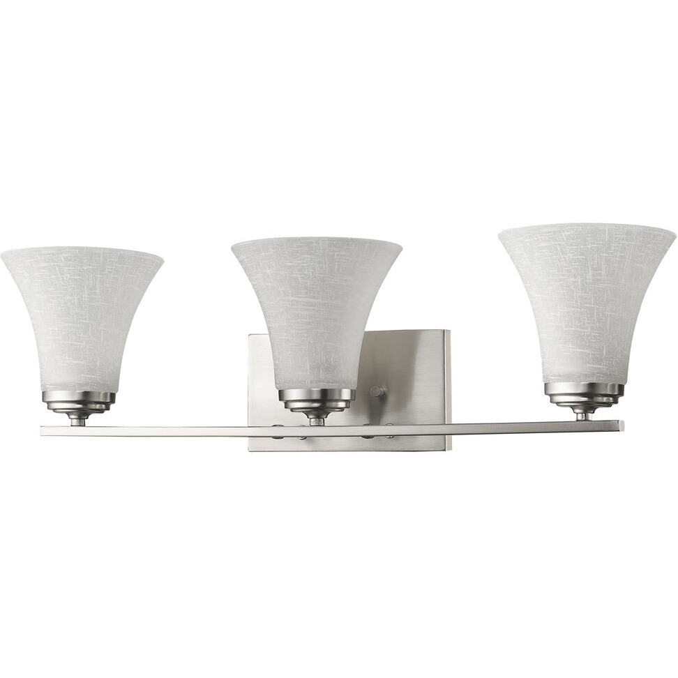 Three Light Silver Wall Light With Tapered Glass Shade