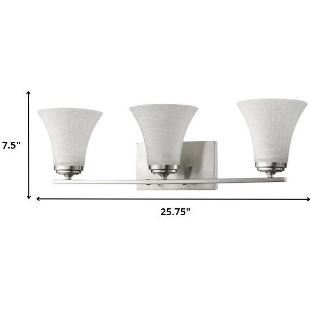 Three Light Silver Wall Light With Tapered Glass Shade