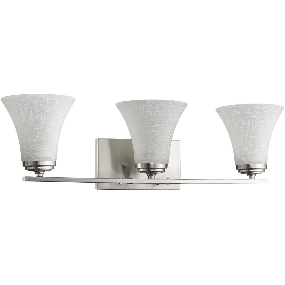 Three Light Silver Wall Light With Tapered Glass Shade