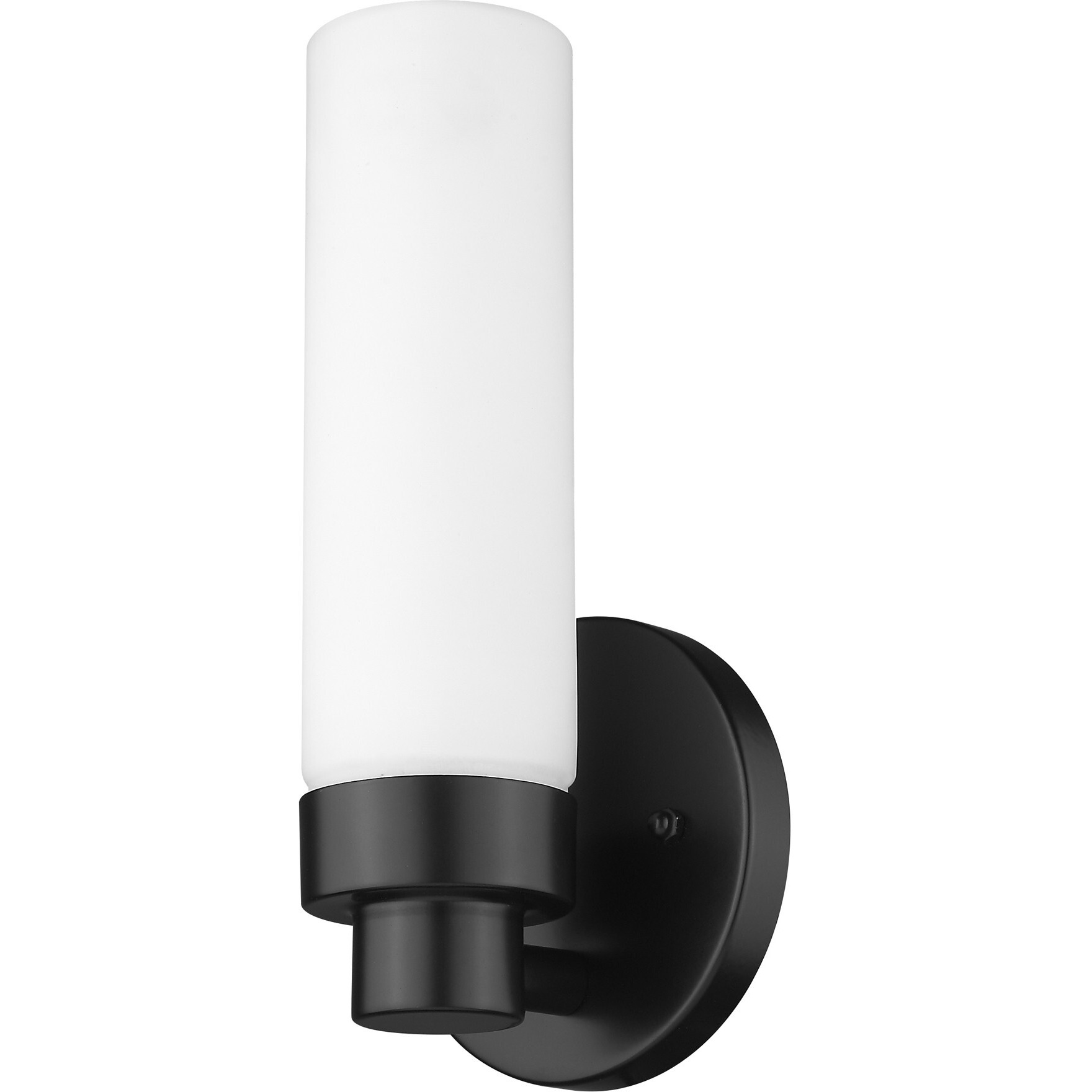 Matte Black Wall Light With Narrow Frosted Glass Shade