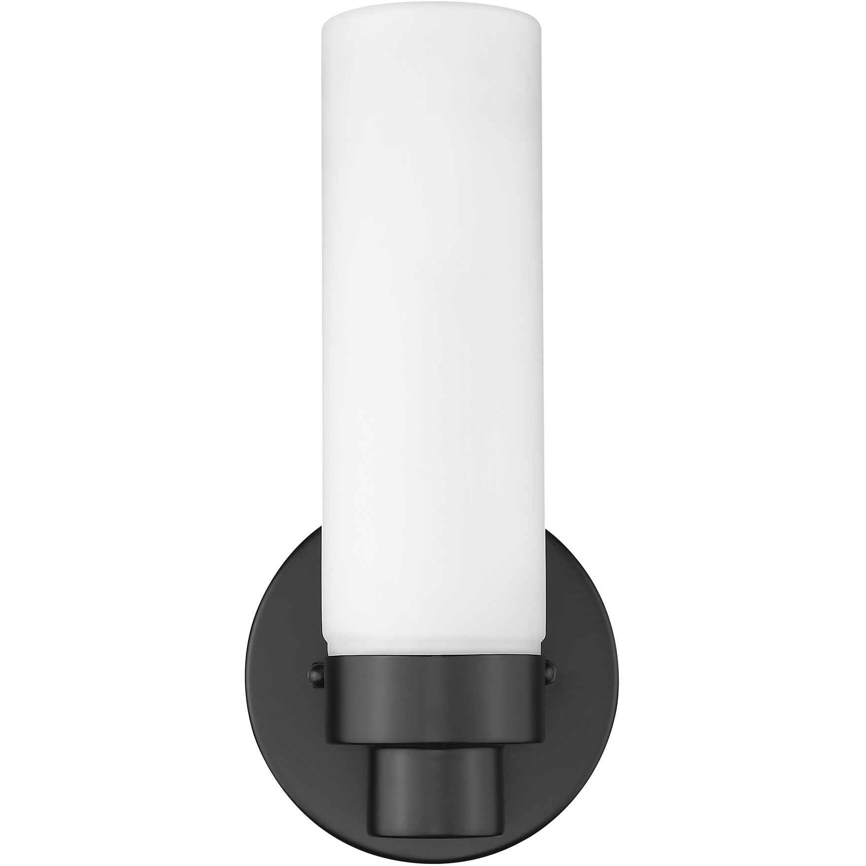 Matte Black Wall Light With Narrow Frosted Glass Shade