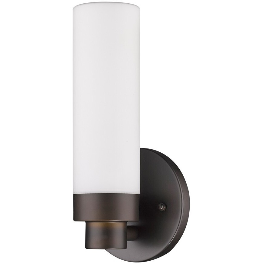 Bronze Wall Light With Narrow Frosted Glass Shade